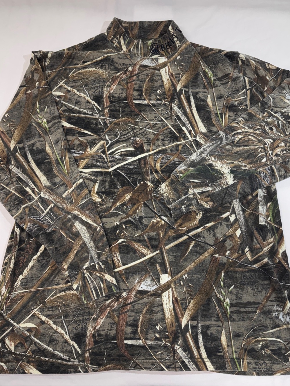 Beretta Camo Men's Long Sleeve T-Shirt Wetlands Mock Neck Hunting Logo